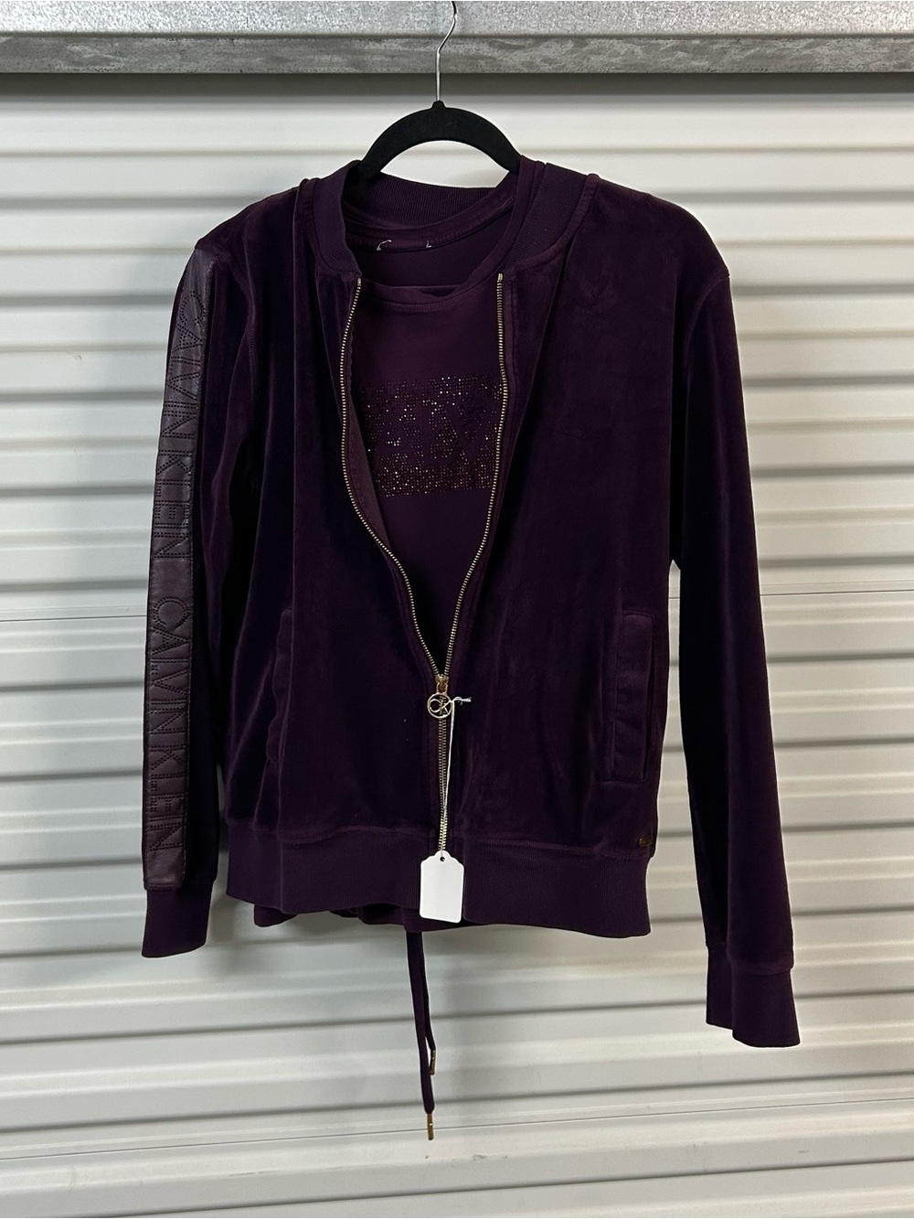 Calvin Klein Deep Plum Velvet Zip Set